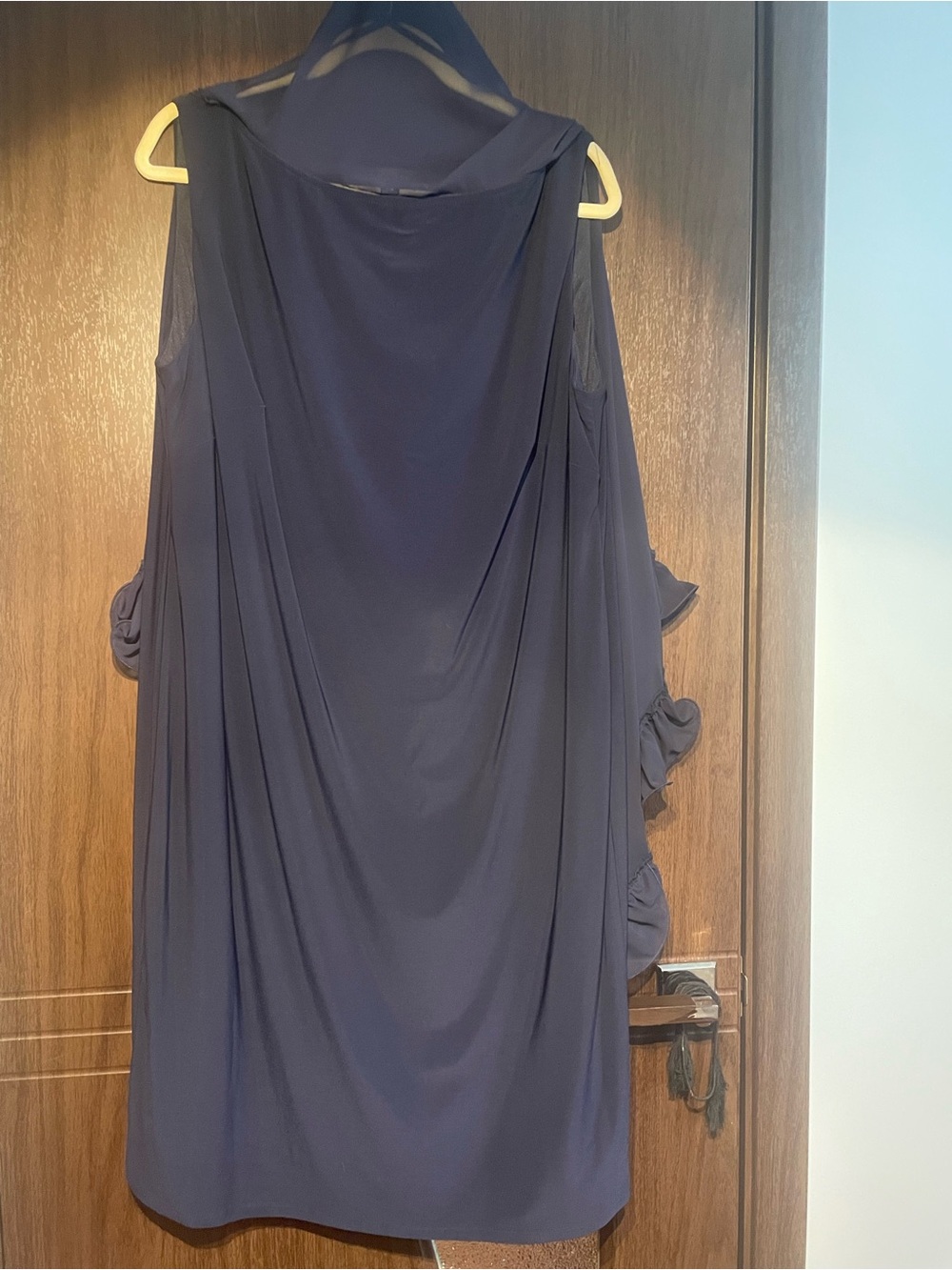 Xscape One-Shoulder Navy Ruffle Dress - Picture 4 of 5